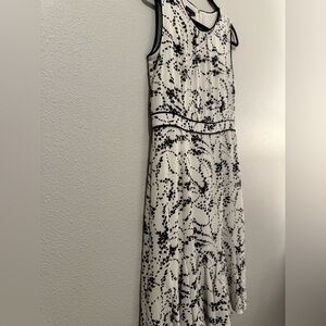 Talbots Black and White Patterned Midi Dress